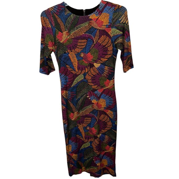 FARM Rio Dresses & Skirts - Farm Rio Dotted Macaws Fitted Jersey Midi Dress Size Small